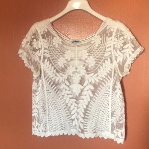 Express M Lace Embroidered White Blouse